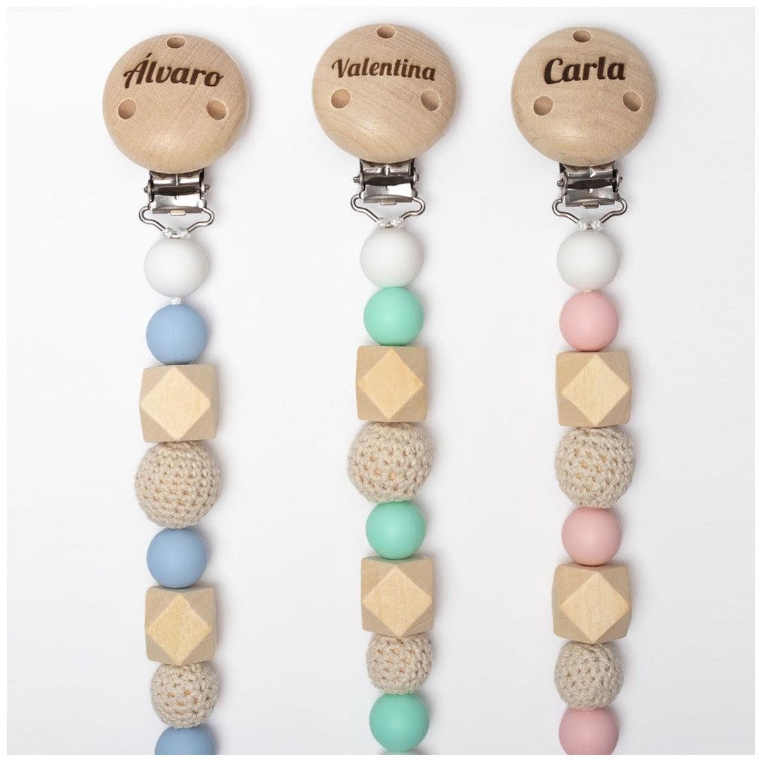 Chupetero Silicona/Madera Cadenita Personalizada Boann - Nanetes #